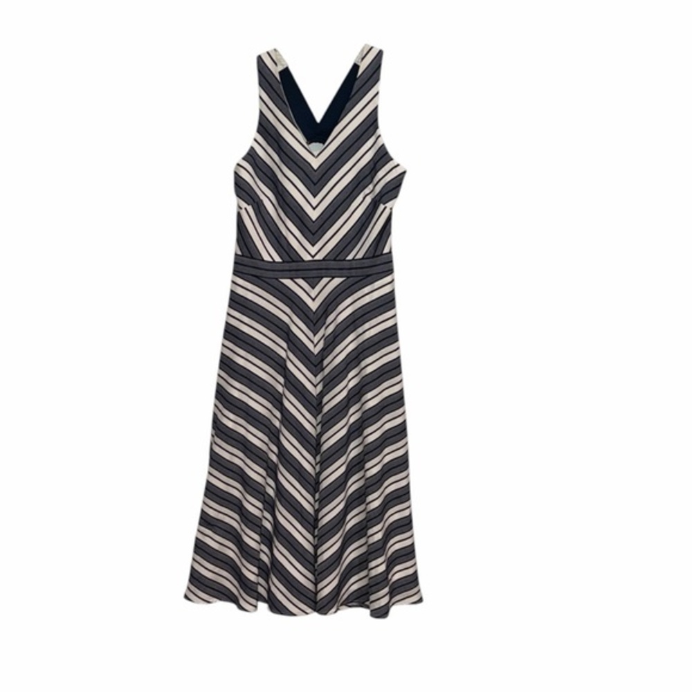 1901 Navy Striped Fit and Flare Dress Size 4